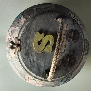 "Billy" Singer Wooden Purse small round travel bag